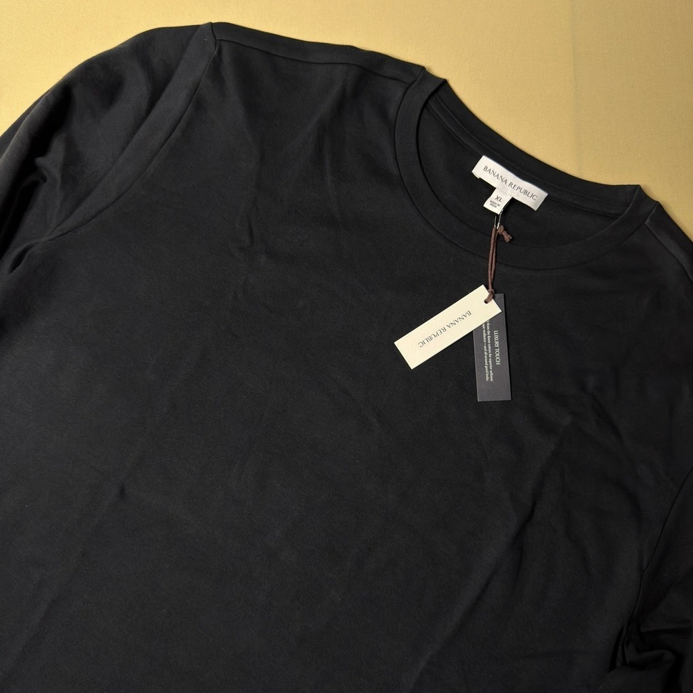 NEW‎ Banana Republic Luxury-Touch Long-Sleeve T-Shirt Black XL 873604-02-1